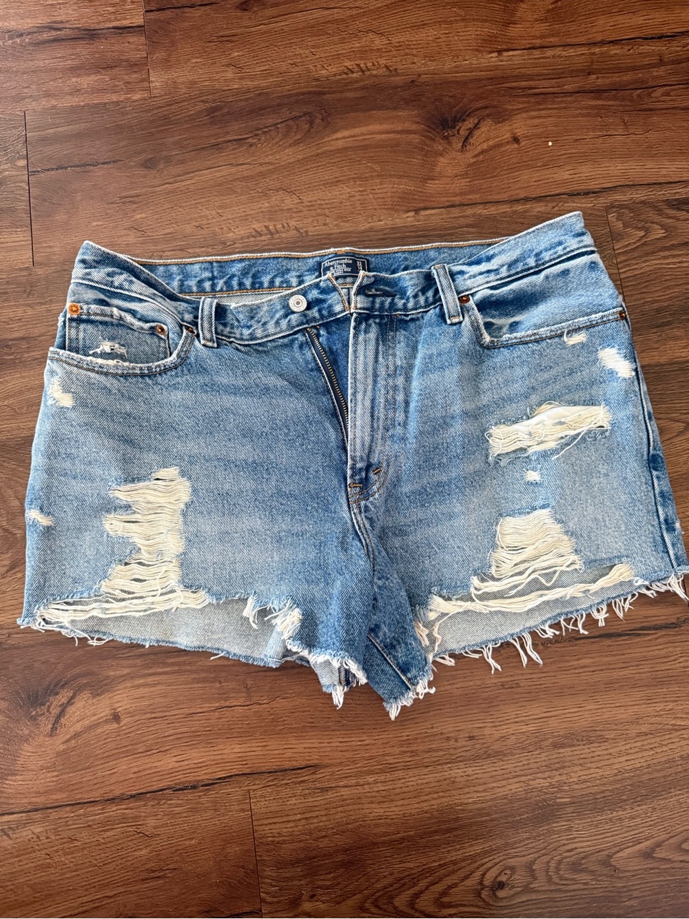 Abercrombie & Fitch Light Blue Distressed Denim Shorts